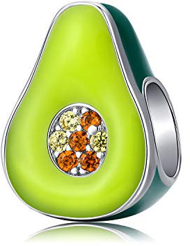 YOAME Avocado Charms 925 Sterling Silber Grün Emaille Frucht Charm Perlen kompatibel mit Pandora Armbänder Halskette
