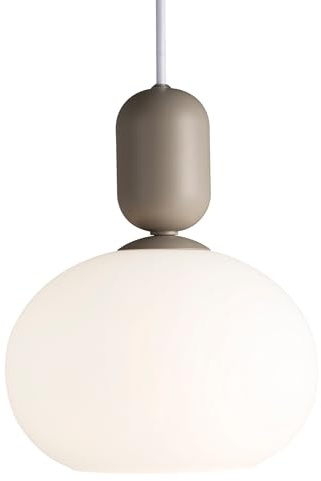 Nordlux Notti 20 Pendelleuchte in Grau – Elegante Hängeleuchte mit opalweißem Glas und mattem Metall, E27 Fassung, IP20 Schutz, 5 Jahre Garantie