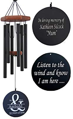 Windspiel, graviertes Windspiel, garantiert musikalisch abgestimmtes Windspiel, Sympathie-Windspiel (114,3 cm, Braun und Schwarz)
