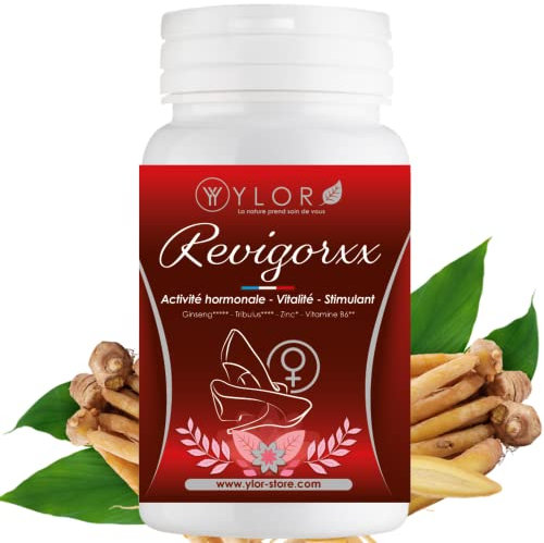 Ginseng + tribulus terrestris + vitamine B6|Stimulant puissant naturel pour femme à base de plantes et vitamines|Améliore l'énergie, l'activité en couple|Fait pour le sexe féminin|REVIGORXX|45 gélules