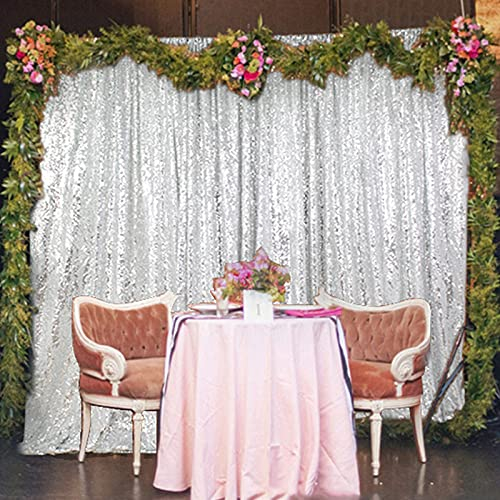 ShinyBeauty Silberne Paillettenvorhänge, 1,2 x 2,4 m, unsere Glitzer-Pailletten bringen einen festlichen Schimmer in den Raum, perfekt für Hochzeits- oder Weihnachtsfeier-Dekor.