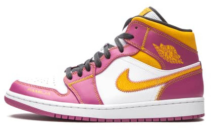 Nike Air Jordan 1 Mid DOD Uomini Formatori Dc0350 Scarpe Da Ginnastica Scarpe, Bianco/Fucsia-arancio-nero, 40 EU