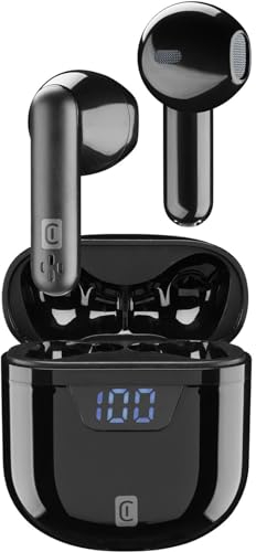 cellularline | Seek - Universale | Cuffiette Auricolari Bluetooth 5.0 HiFi Stereo con Custodia di Ricarica - Autonomia Totale di 15 Ore - Ricarica 2 Ore - Portata 10 Mt - Universale - Nero