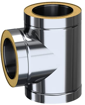 Kratki DW T-Anschluss | ADAM DW T-Anschluss 90 Grad 200 Kaminzubehör | Robust, aus Säurebeständigem Stahl, Hochtemperaturbeständig