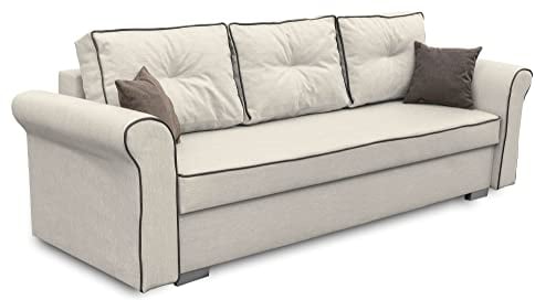 bonni Schlafsofa Merida, Sofa mit Bettkasten und Schlaffunktionn, Klappsofa, Schlafcouch, Bettsofa, Couch vom Hersteller,Couch, Couchgarnitur, Sofagarnitur (Creme)