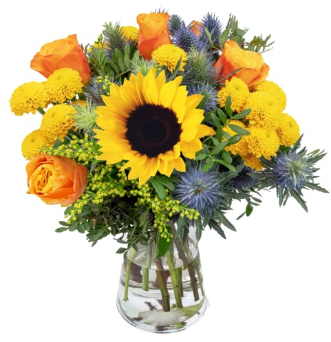 Blumenstrauß Sonnenkuss, Gelber Blumenstrauß mit Sonnenblumen, Sommerstrauß, 7-Tage-Frischegarantie, Qualität vom Floristen, Ideales Blumengeschenk, Schneller Blumenversand
