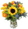 Blumenstrauß Sonnenkuss, Gelber Blumenstrauß mit Sonnenblumen, Sommerstrauß, 7-Tage-Frischegarantie, Qualität vom Floristen, Ideales Blumengeschenk, Schneller Blumenversand