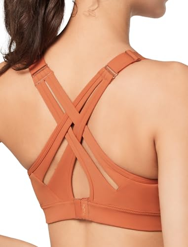 Yvette verstellbar Sport BH Starker Halt gekreuzt Rücken Große Brüste für Fitness Lauf Joggen, Orange, M