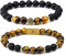 LIVLOKO Mens Bracelet Leather Black Multi-Layer Bracelet for Men Magnetic Clasp Rope Wristband Mens Gift for Boyfriend (Small 18-20cm, H. Tiger-Eye Black Agate Stacked)