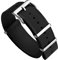 WatchGecko Schweizer Qualität Signature Military Nylon Uhrenarmband. Nylon-Herren-Ersatzarmband. Robustes, schnell trocknendes und sicheres Uhrenarmband für Outdoor-Aktivitäten. Schwarz, 21 mm