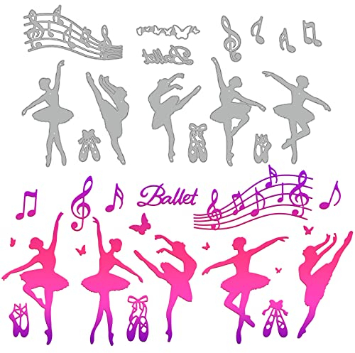 GLOBLELAND Ballett Tanz In Musiknoten Stanzformen Tänzer Musiknoten Schöne Ballett Menschen Ballettschuhe Schablonen Stanzformen Für Karten Scrapbooking Und DIY Bastelalbum Papier