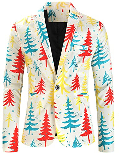 QWUVEDS jeans jacken für herren Herren Weihnachten Mode Casual Weihnachten bedruckt Anzug Mantel Jacke Langarm Top Bluse Jagdbekleidung Herren Jacken pullover & strickjacken für herren