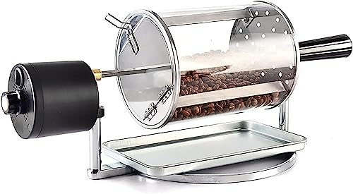 Torréfacteur De Grains De Café, Torréfacteur Manuel De Type Tambour, Avec Verre Résistant À La Chaleur À Haute Température, Rouleaux En Acier Inoxydable Bricolage, Pour Grains, Cacahuètes, Noix