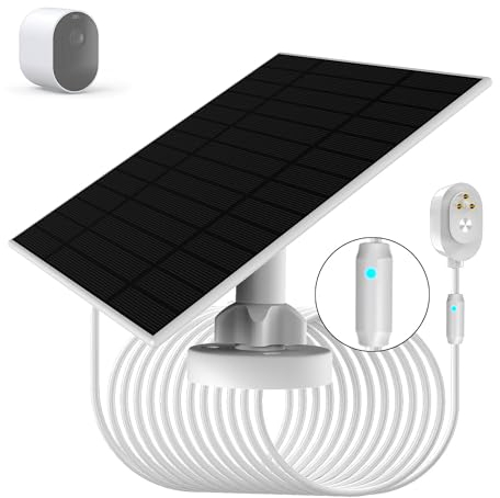 Panneau solaire 6W/5V compatible avec les caméras Arlo Pro 5S 2K, Pro 4, Pro 3, Floodlight, Ultra 2, Ultra et Go 2, résistant aux intempéries, facile à installer, étanche IP66, câble de charge de 4m