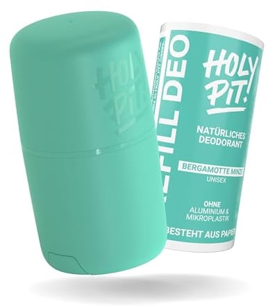 HOLY PIT - Deo-Stick [100% aluminiumfrei] | nachfüllbar | bekannt aus dem TV | Unisex Herren Damen | Vegan (STARTERPACK, BERGAMOTTE MINZE)