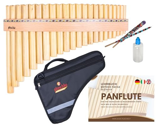 Plaschke Panflöte aus Südtirol, Bundle mit Tasche, Lernbuch, Pflege-Set, 22 Töne C-Dur