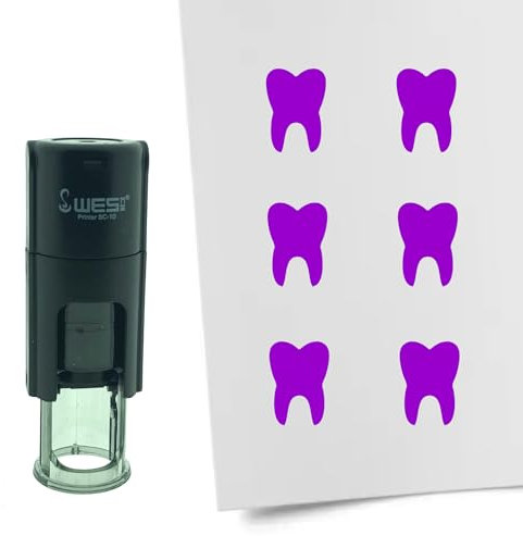 CombiCraft Selbstfärbender Stempel Zahn in Lila, 10mm rund - Ideal für Bulletjournals und Treuekarten