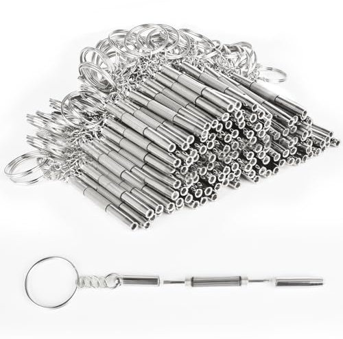 Lot de 100 tournevis à lunettes 3 en 1 avec porte-clés - Tournevis à lunettes - Kit de réparation avec porte-clés - Tournevis portable