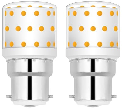 B22 Bayonet Light Bulb Warm White Mini Bulb Short LED Corn 2700K 60W 800LM | Bayonet Cap for Ceiling Lights, 60W Incandescent Equivalent, Energy Saving 100-265V Non-dimmable Ceiling Fixtures (2 Pack)