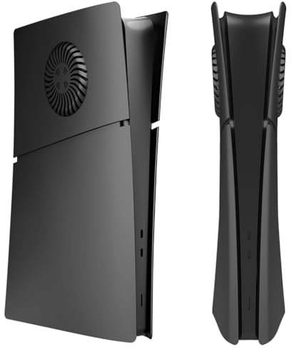P5 Slim Protective Faceplates, Cooling Plate Shell Skin Ventilated Case Skin Case for PS5 Slim Accessories 2023 Console Faceplates (Digital Edition Black)