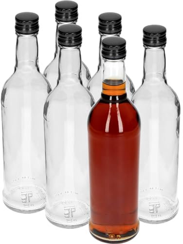 lilawelt24 6 x Leere Glasflaschen Zum Befüllen 500 ml| Likörflaschen |Essig-Öl Flaschen | Schnapsflaschen |Karaffe