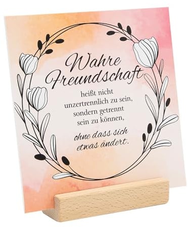 Geschenk-Idee für Freunde I 15 x 15 cm Schild wahre Freundschaft Holzsockel I dv1346