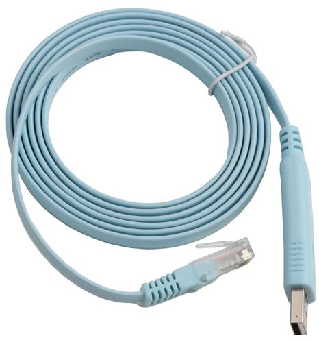 Hugwait Câble Console USB RJ45 Professionnel pour Connexion de Terminaux aux Commutateurs et Routeurs, Compatible avec Cisco, Ubiquiti, Juniper, et Plus, 1.8m, avec Puce PL2303GT