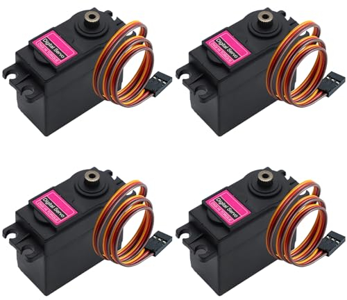 APKLVSR 4 Stück Servo Digital Metal,13KG Servomotor Hoch Geschwindigkeit Drehmoment für RC Flugzeug Hubschrauber,RC Servo 180° für Roboter Arm,RC Auto Boot