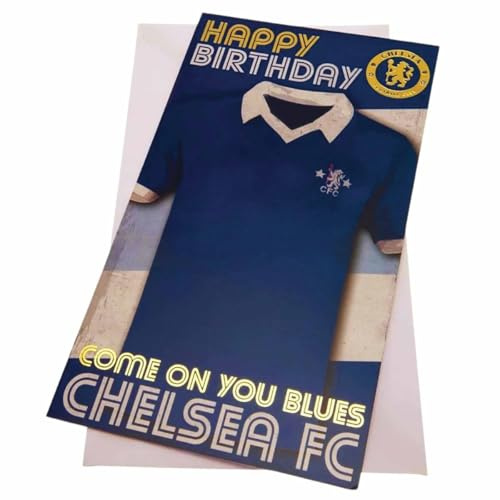 Chelsea FC Geburtstagskarte, Blau / Gold / Weiß, 22 cm x 12 cm