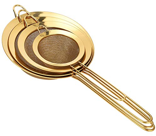 4 Piezas De Oro Colador De Malla Fina De Acero Inoxidable De Oro Tamiz De Harina Para Hornear,Matcha Té Siever Harina,Comida,bebida,Cocina