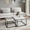 Couchtisch 2er Set quadratisch weiß aus Holz, Wohnzimmertisch Modern, Beistelltisch Set 2 in 1 mit Metallgestell für Wohnzimmer Büro Beistelltisch Loft Design Twin, Kratzfeste Oberfläche