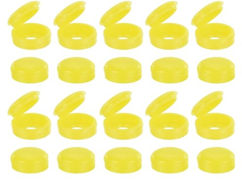 sourcing map 100Pcs Screw Caps, 6mm/0.24 ID Screw Snap Covers Washer Flip, PVC Hinged Screw Cover Caps for Covering Screw Heads(Yellow)