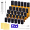 DYMHQ 24 Stück Braunglasflasche Roller Set, 2ml/3ml/5ml/10ml Glasflaschen Glasroller, Roll On Flasche mit Edelstahl Roller, Bernstein Glas Rolle Flaschen mit Spritze, Rollerflasche für Ätherische ÖLe