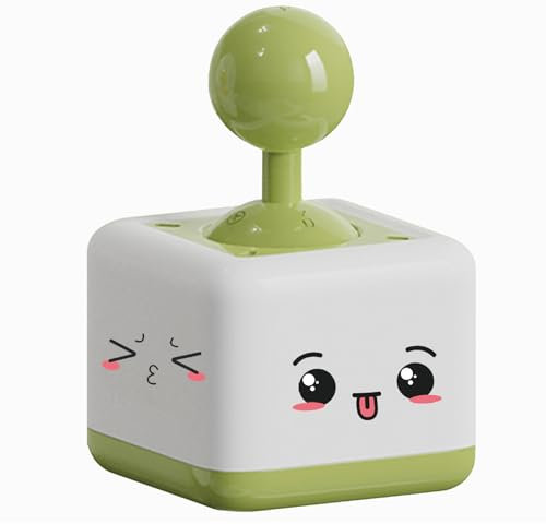 HLMNAKE Night Light Creative Joystick Switch, Stress Relief LED Table Lamp with Timer Function, Warm and White Light, Cute Emoji Stickers and Text (Green)
