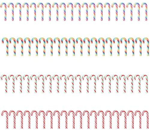 KFSCIP 80 Pcs Candy Cane Decorations, Polymer Clay Rainbow No Hole Hanging Candy Cane Ornaments Small Colorful Diy Crafts Supplies Peppermint Accessories For Christmas Tree Diy Party