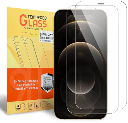 2- Pack Screen Protector For iPhone 12 Pro Max, Tempered Glass Film, Anti-Scratch, Anti-Shatter (iPhone 12 Pro Max)