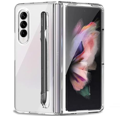 ZKGCG Compatible avec Samsung Galaxy Z Fold 3-5G Téléphone Coque[Transparent] Housse S Pen Porte Etui Ultra Mince Matte TPU Bumper Antichoc Protection Case+3D Verre Trempé pour Galaxy Z Fold 3-2021