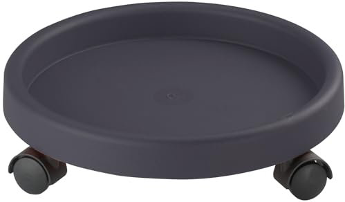 Dörner + Helmer Pflanzenroller, Rund, 34cm Durchmesser, 35kg Tragkraft, Lenkrollen, für Indoor & Outdoor, Grau
