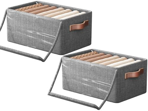 lomonmen Cajas Almacenaje Ropa,Caja Almacenaje con Tapa,Cajas Organizadoras Armarios Plegables Lavable para Guardar Ropa,Libros,Juguetes,Calcetines