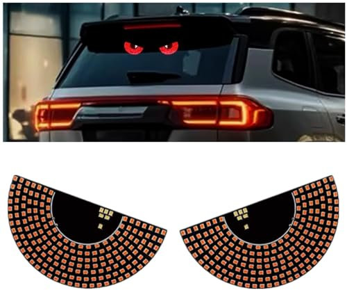 2 luces de ojos de diablo para coche, ojos LED dinámicos de diablo, coloridas, pantalla suave para ventana de coche, luz de ojos animada, letreros de luz LED para coche (Y4)