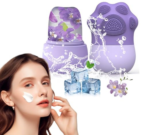 ZEPIQOR Ice Roller, Silikon-Eis Gesichtsreinigungsbürste, GesichtGesichtsmassag, Facial Eisroller, Gesicht Straffung, Anti-Aging Falten Straffen Dunkle Ringe Reduzieren Muskelkater