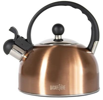 Copper Stainless Steel 1.3L Whistling Kettle Gas Stove Hob Top Caravan Camping