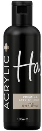 Halo Acrylic Plus Fast Setting Acrylic Monomer Liquid - 100ml. Acrylic Liquid for Nail Art, Nail Extensions & Overlays. HEMA Free Acrylic Liquid Monomer for Professional & Home Use.