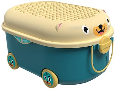 DUANxiaoyanK Spielzeugtruhen, Spielzeug-Aufbewahrungsbox mit Rädern, Griffen und Deckel, für Spielzimmer, Kinderzimmer, Zuhause (5 x 30,5 x 21,5 cm) (blau)