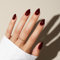 KQueenest Dark Red Press on Nails Short Almond, Short False Nails Press ons, Sheer Burgundy Red Fake Nails Medium Stiletto, Glossy Opaque, Reusable Soft Gel Stick on Nail for Women, 30 Pcs