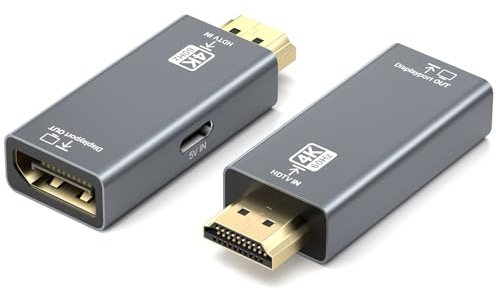 Puiseno HDMI auf DisplayPort Adapter, 4K@60Hz, 2K@144Hz, 1080P@165Hz, Unidirektional, kompatibel mit PC, PS5, Xbox One, Laptop, MacBook Pro, unterstützt HBR2, HDCP 2.3, Nylon Kabel, Aluminiumgehäuse