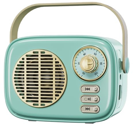 Retro Bluetooth Speaker,Vintage Decor,Mini Wireless Bluetooth Speaker,Gifts for Women Men Teenage Girls,Cute Portable Old Fashion Style for Kitchen Desk Bedroom Office Party (Blue)