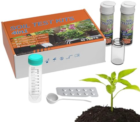Kit de Análisis de Suelo, Tester 4 en 1 para Nutrientes, Analizador de Nutrientes para Verduras Flores en Maceta Jardines Huertos Vid Invernaderos