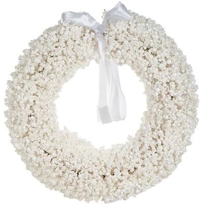 Weihnachtskranz Metall 40 cm rund mit künstlichem Schnee weiß modern Aresjon
