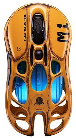 GravaStar Mercury M1 Pro Kabellose Gaming Maus- Gelb | 26.000 DPI, PAW3395 Sensor, Magnesiumgehäuse, Tri-Mode (2,4GHz/Bluetooth/USB-C), RGB 4K Polling Rate und 5 Tasten.